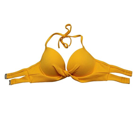 Shade and Shore Swim Wear Bra Womens 36 C Yellow Underwire Halter Bikini Top - Picture 1 of 16